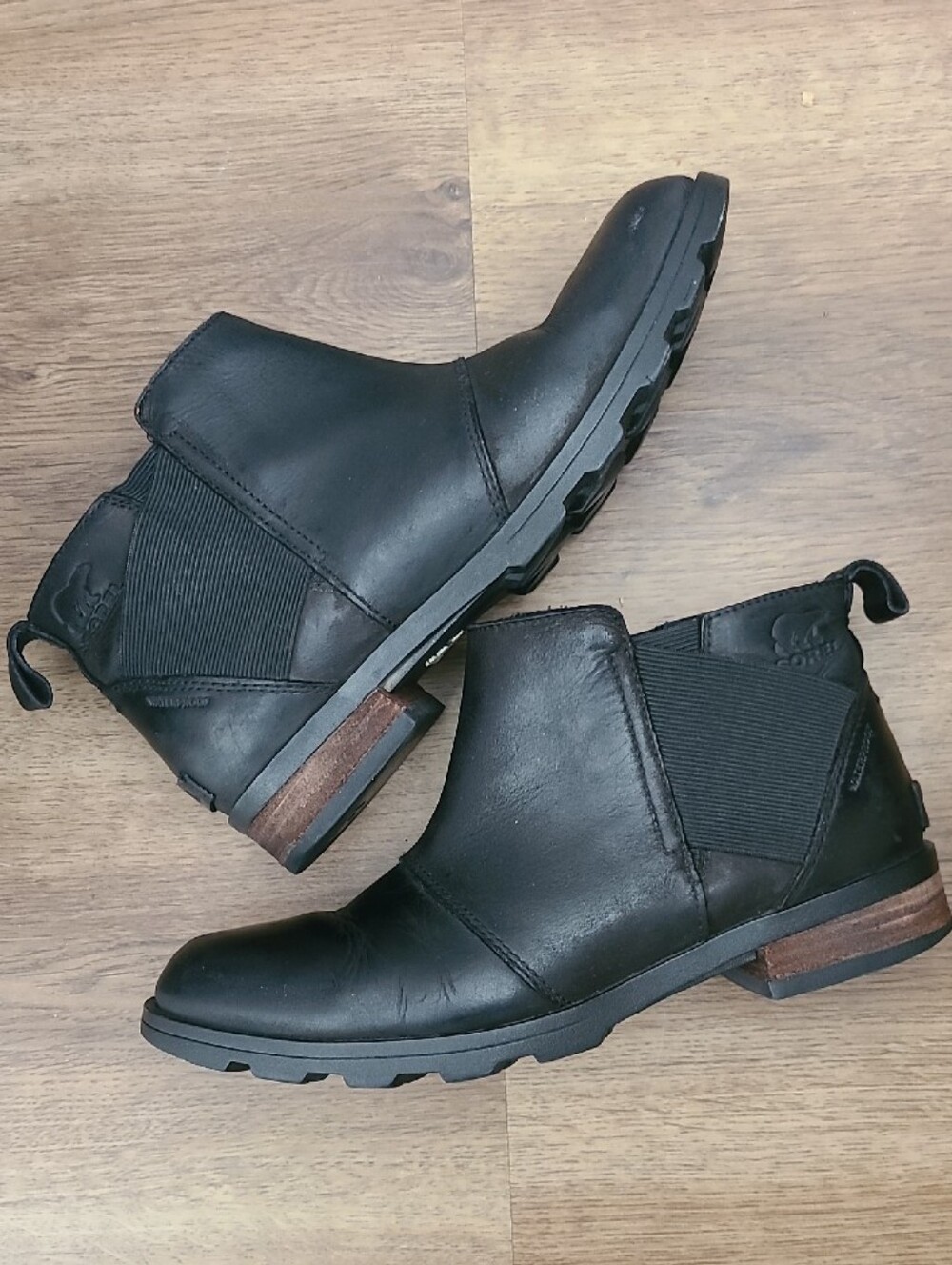 Sorel Black Waterproof Leather Chelsea Ankle Boots